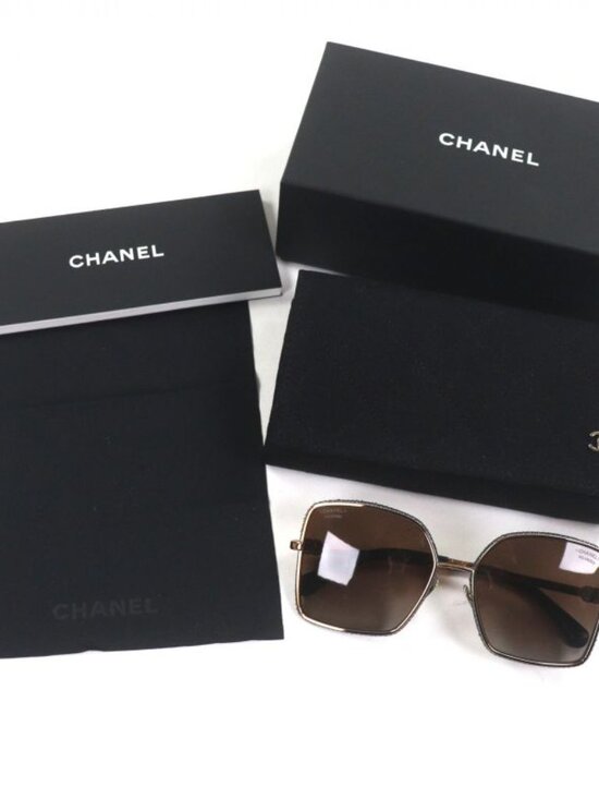 Chanel Denim CC Logo Contrast Sunglasses Gold Blue main image 7